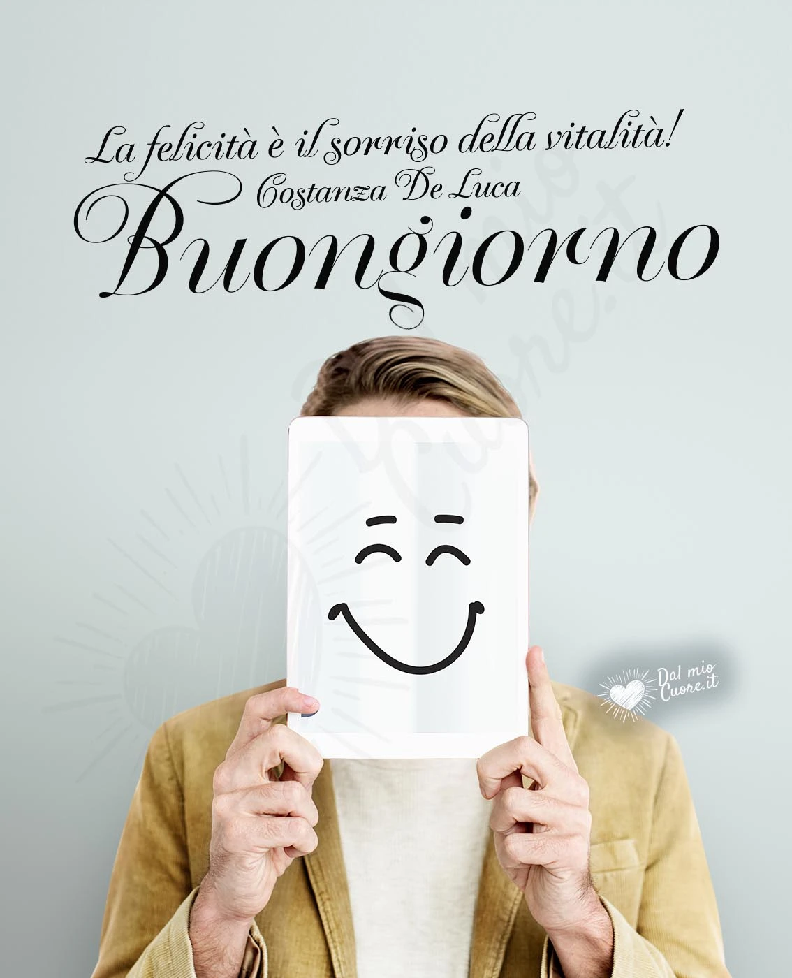 Buongiorno con frase: La felicità è il sorriso della vitalità!