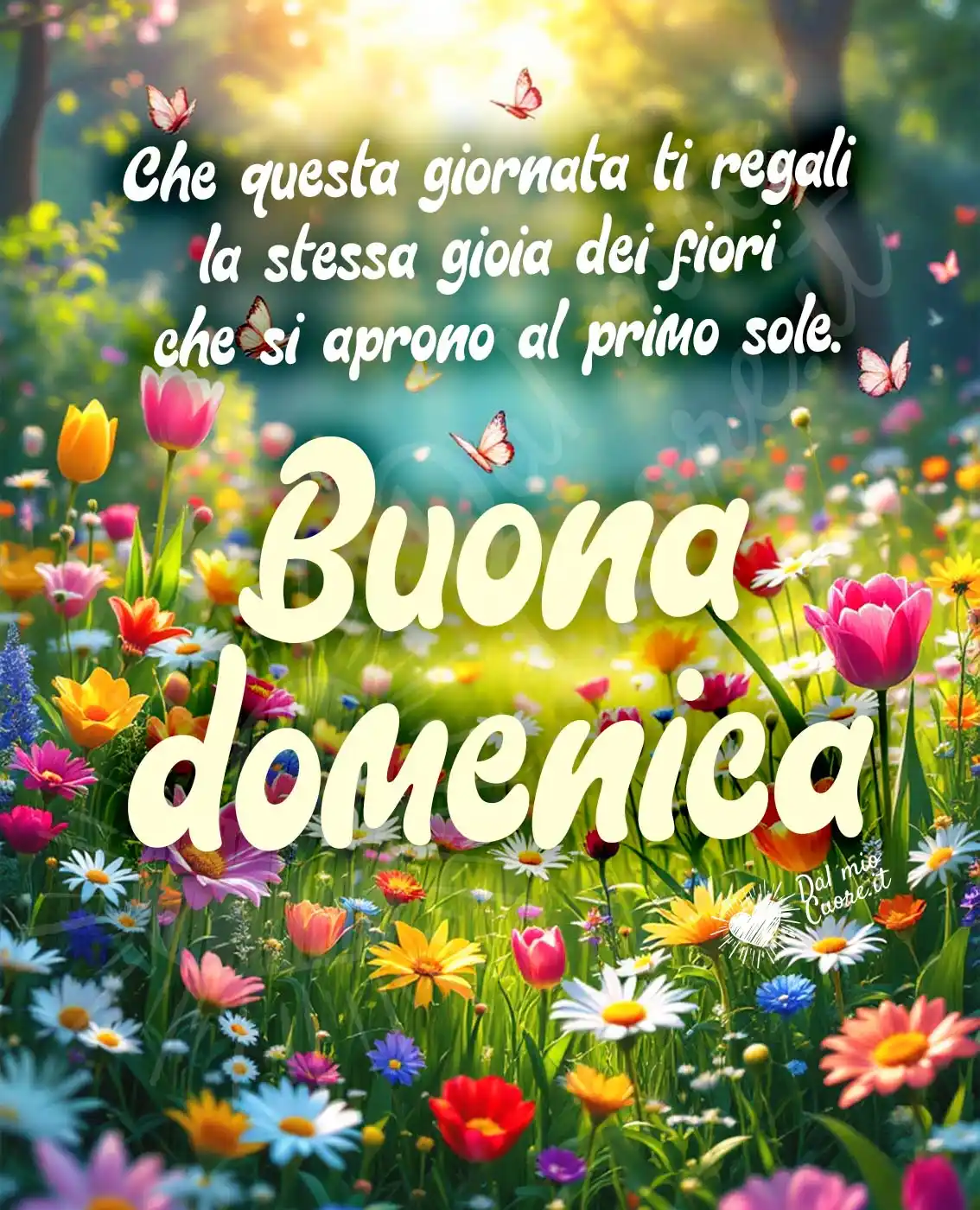 Immagine di buona domenica primaverile con fiori