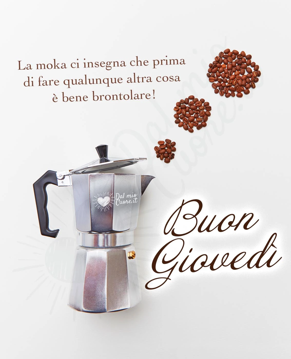 Buon giovedì con frase sulla moka