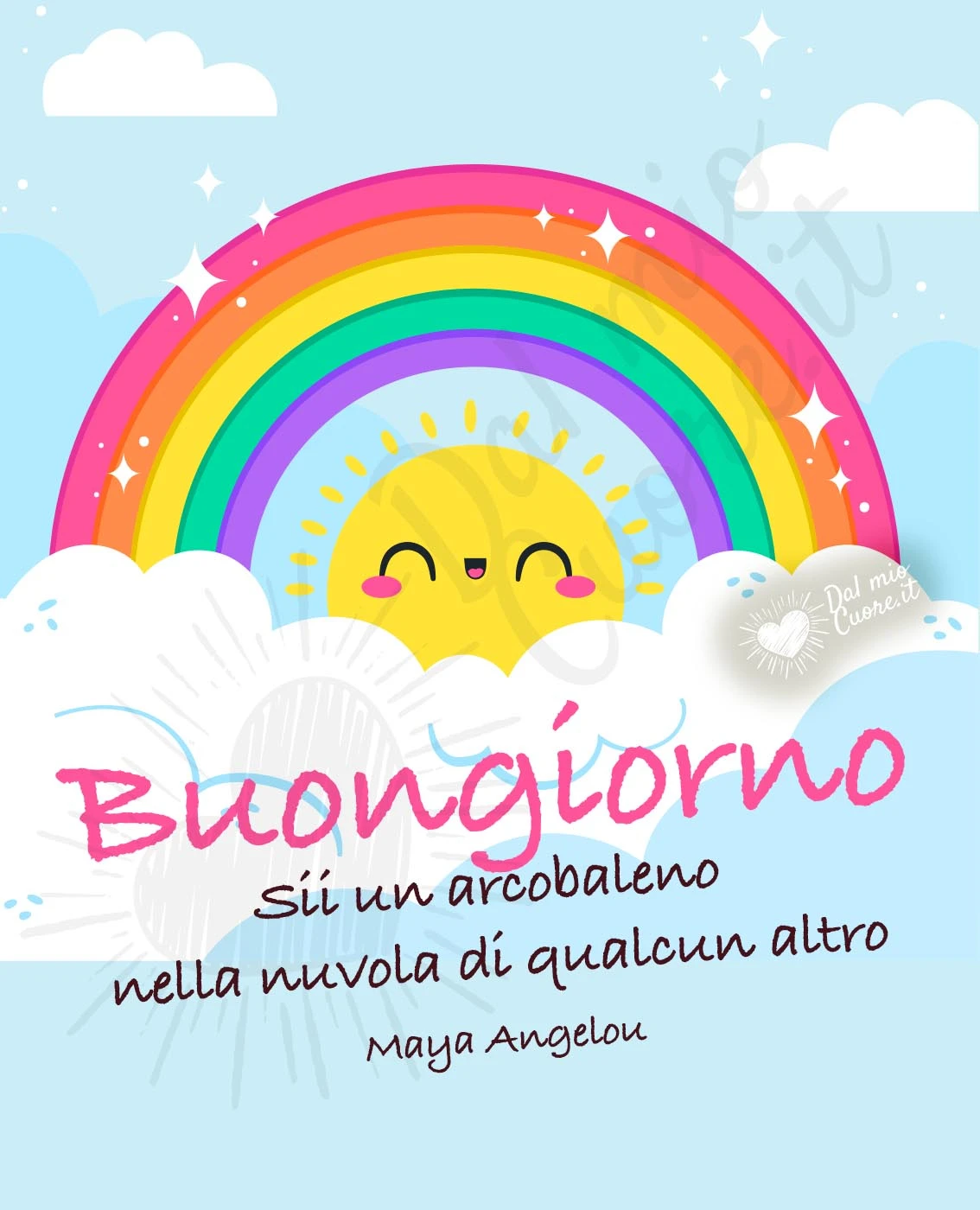 Buongiorno con frase su arcobaleni e felicità Buongiorno con frase su arcobaleni e felicità