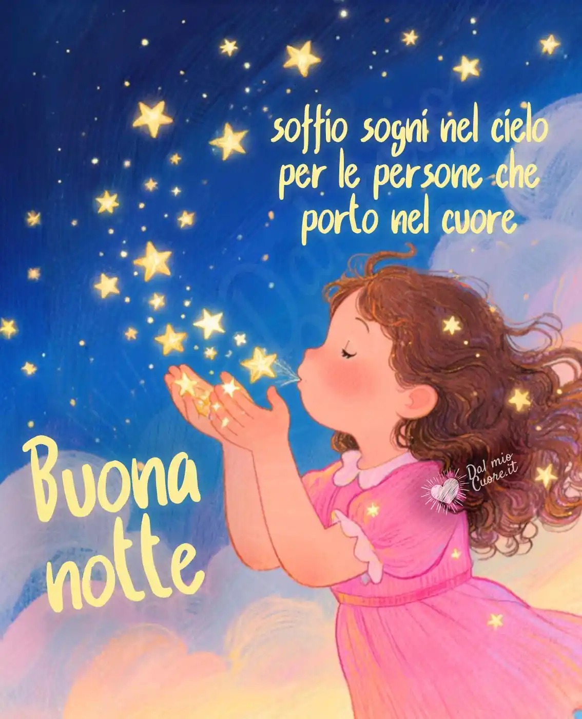 Immagine Buonanotte. Soffio sogni nel cielo per le persone che porto nel cuore