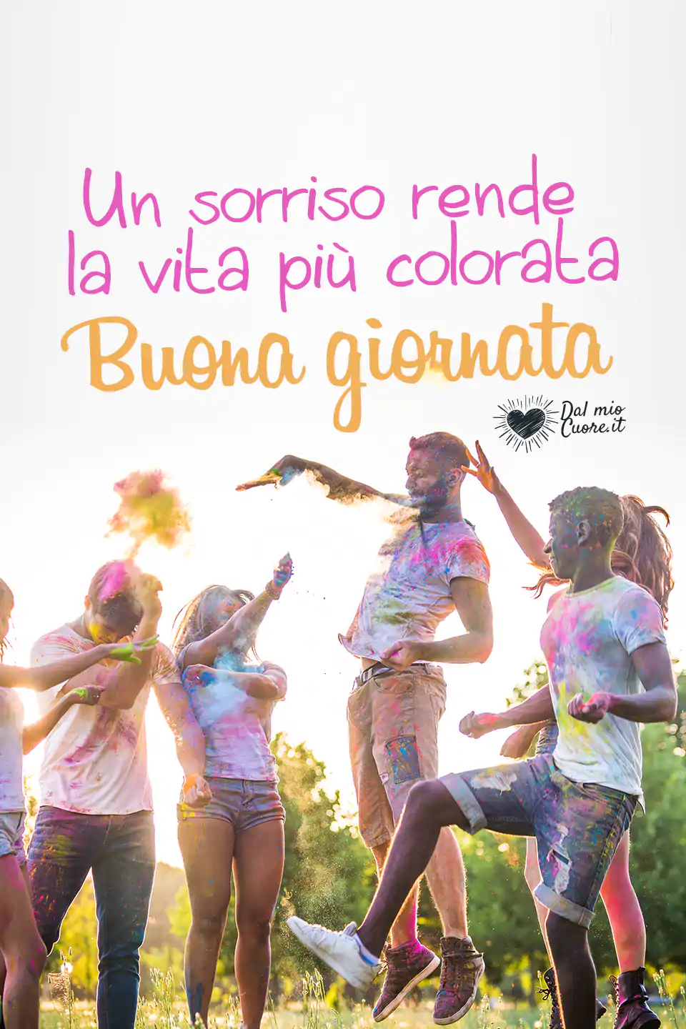 Un sorriso rende la vita più colorata. Buona giornata Un sorriso rende la vita più colorata. Buona giornata