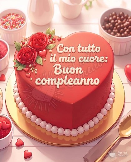 Con tutto il mio cuore: buon compleanno con torta romantica