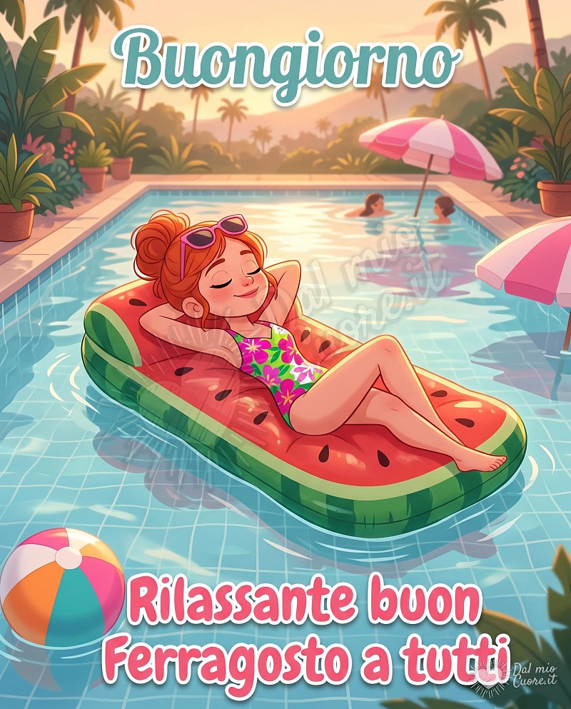 Buongiorno di Ferragosto in piscina con anguria