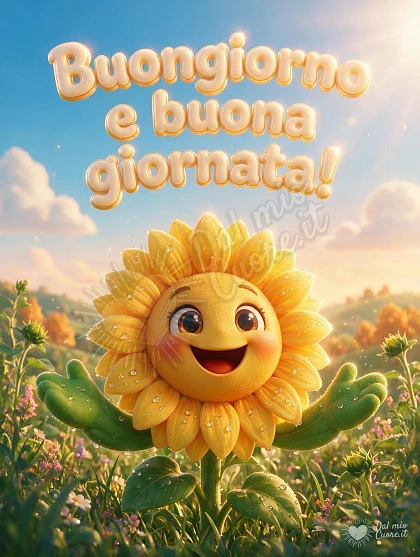 Buongiorno tra girasoli e luce dorata