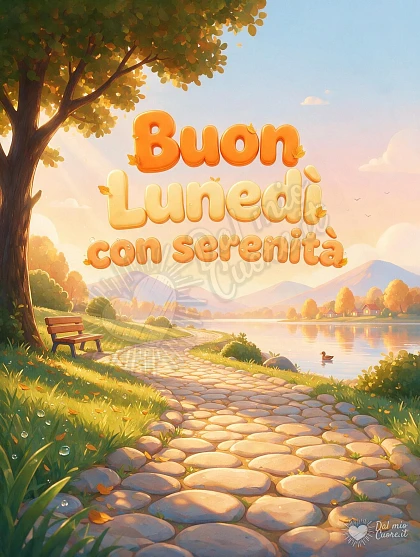 Buon Lunedì Rilassante: Luce dorata tra gli alberi per iniziare con serenità