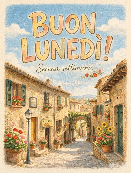 Buon Lunedì: Scorcio di borgo fiorito e luce del mattino