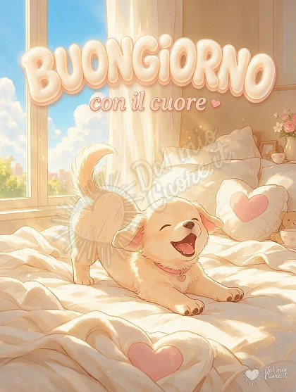 Buongiorno con un tenero cucciolo al risveglio del mattino