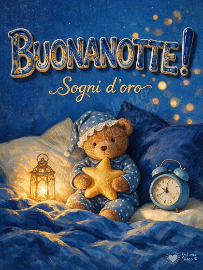 Buonanotte con Orsetto di Peluche e Lanterna tra Morbidi Cuscini