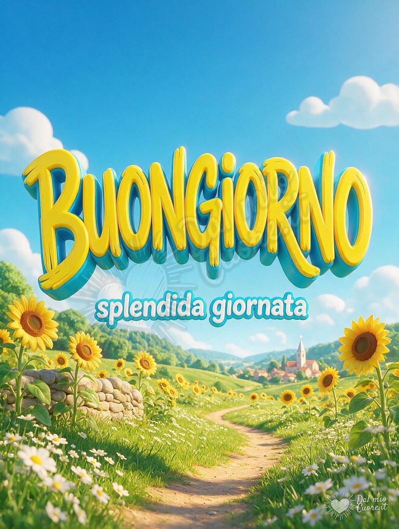 Buongiorno con girasoli e sole del mattino