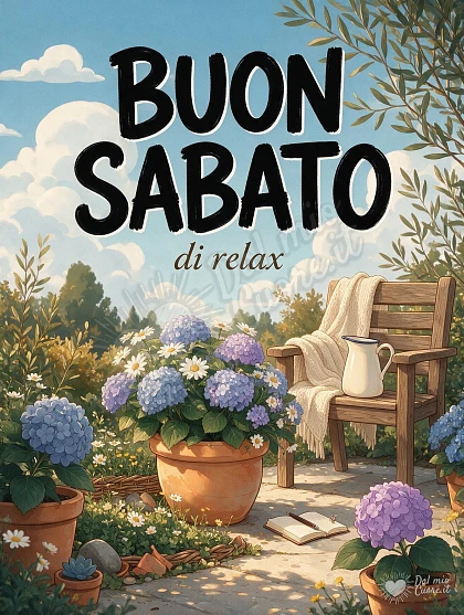 Buon Sabato con ortensie e sole in giardino