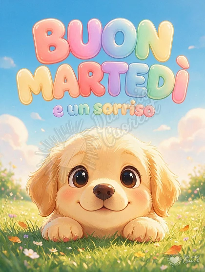 Buon martedì con un cucciolo affettuoso e allegro