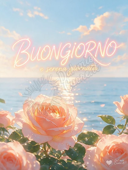 Buongiorno con rose fresche e brezza marina