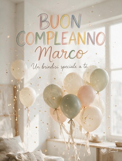 Composizione luminosa in stile nordico con palloncini nei toni avorio e cipria, nastri in seta e coriandoli dorati sospesi nella luce del mattino.