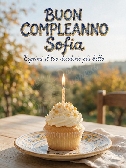 Soffice cupcake con glassa alla vaniglia e una candelina accesa su un piattino decorato in ceramica artigianale.