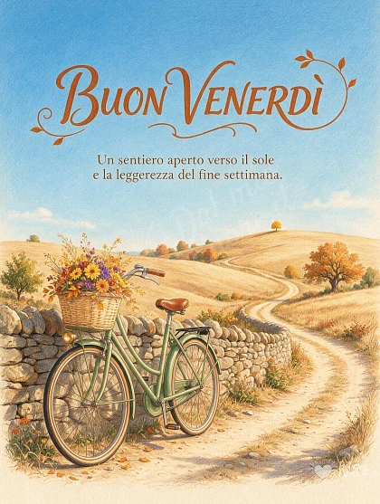 Buon venerdì con una bicicletta sul sentiero