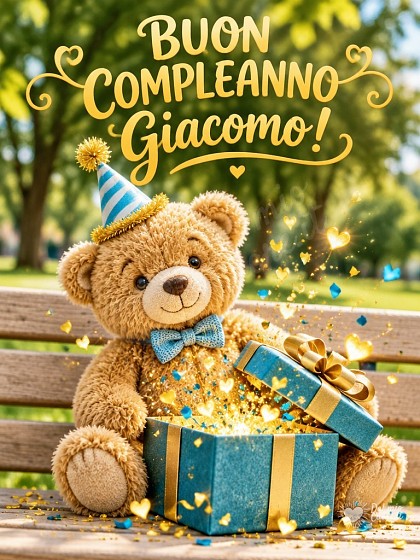 Orsetto di peluche con scatola regalo luminosa per festeggiare il compleanno.