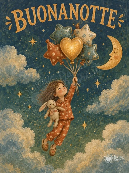 Dolce buonanotte tra le nuvole verso il mondo dei sogni