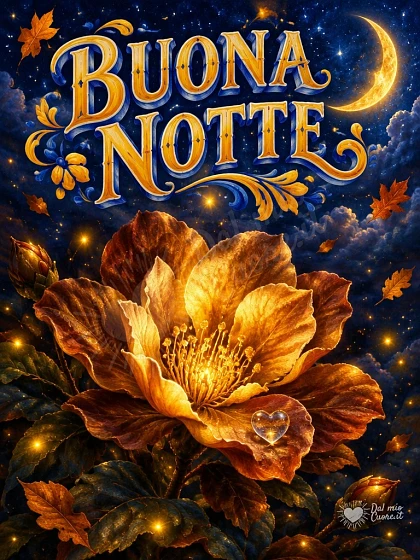 Buonanotte con Fiore Dorato e Luna Crescente