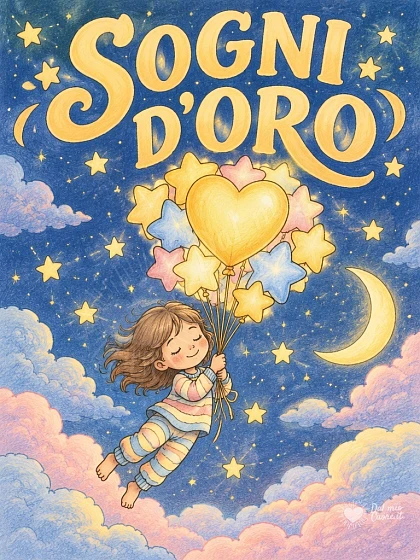 Dolce buonanotte con palloncini a cuore e stelle