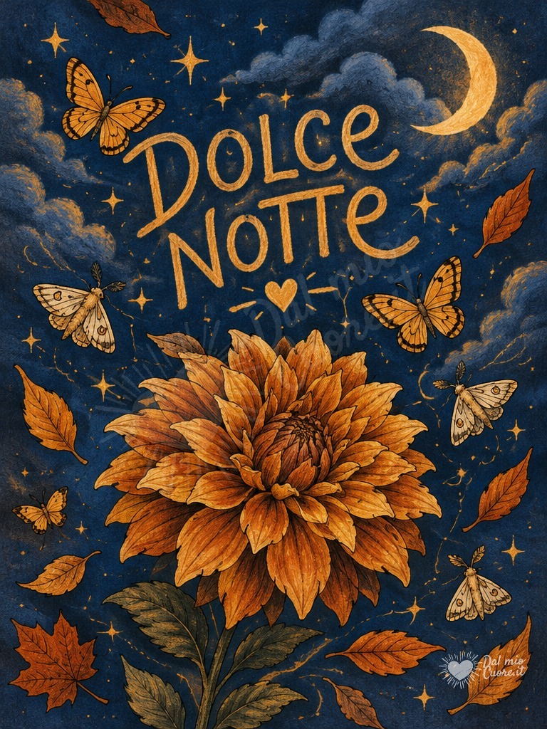 Dolce Notte con fiore notturno e farfalle d'oro