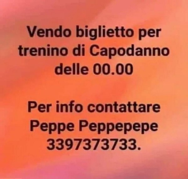 Vendo biglietto per trenino di Capodanno