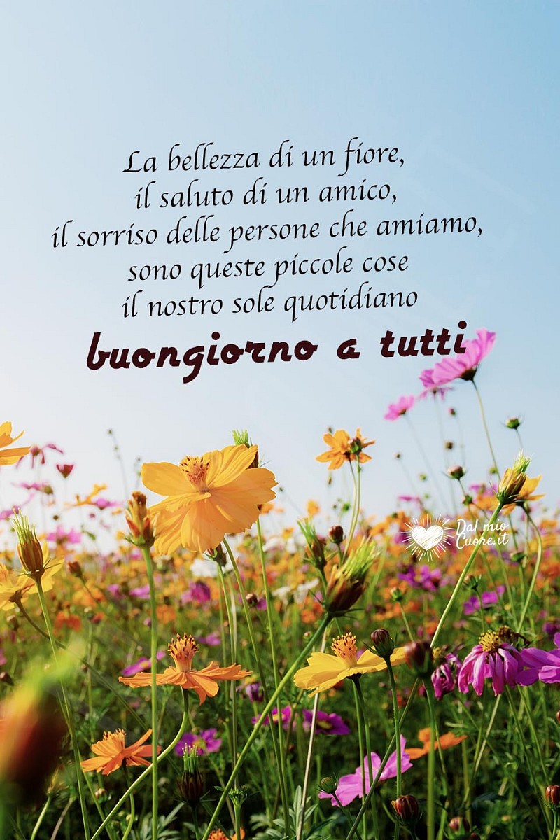 "...sono queste piccole cose il nostro sole quotidiano". Buongiorno a tutti.