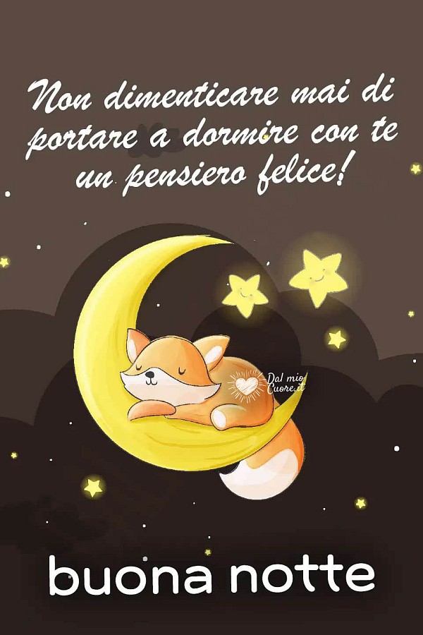 Non dimenticare mai di portare a dormire con te un pensiero felice!