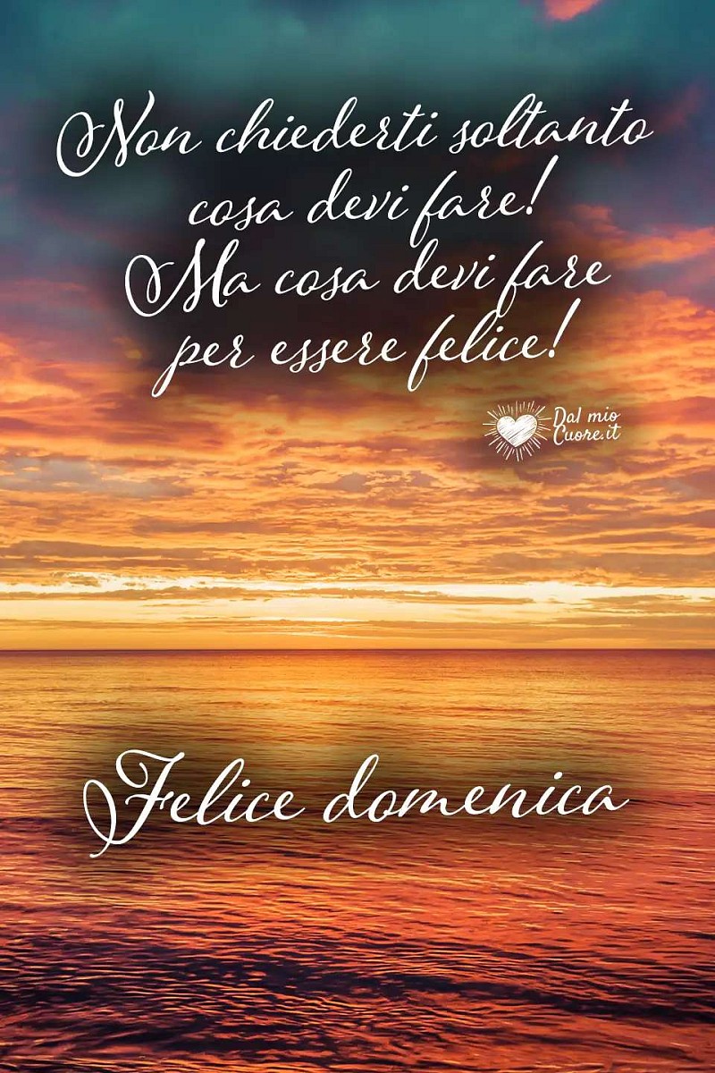 Non chiederti soltanto cosa devi fare! Ma cosa devi fare per essere felice! Felice Domenica