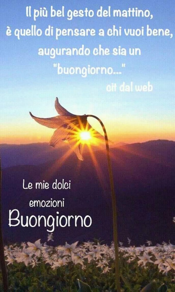 Il più bel gesto del mattino è pensare a chi vuoi bene, augurando che sia un buon giorno