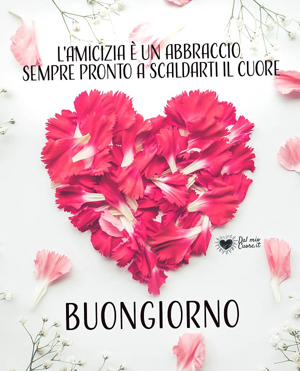 L'amicizia è un abbraccio sempre pronto a scaldarti il cuore. Buongiorno