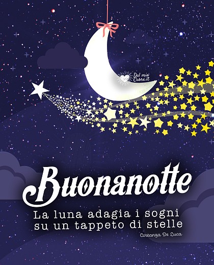La luna adagia i sogni su un tappeto di stelle. Buonanotte