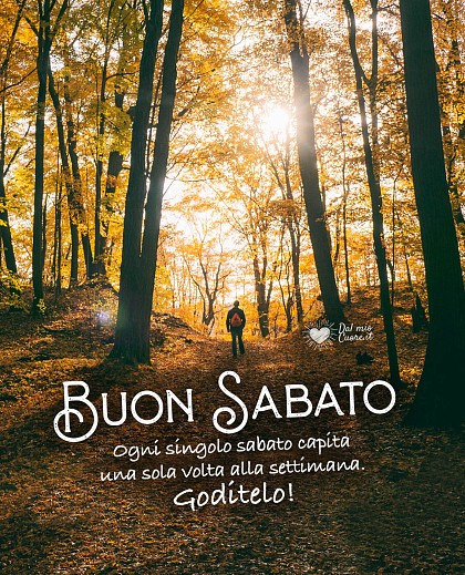 Ogni singolo sabato capita una sola volta alla settimana. Goditelo! Buon Sabato