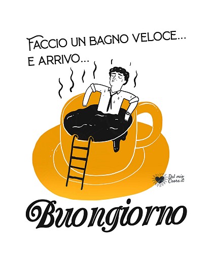 Faccio un bagno veloce e arrivo... Buongiorno divertente con caffè