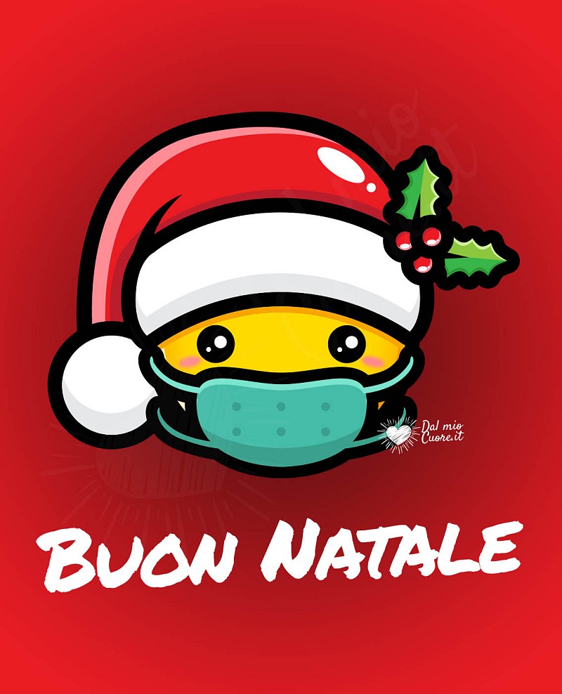 Buon Natale con emoji con mascherina