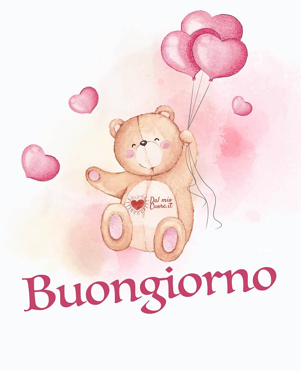Buongiorno con orsetto e cuori