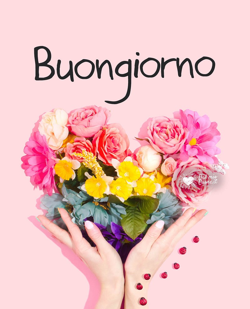 Buongiorno con cuore di fiori