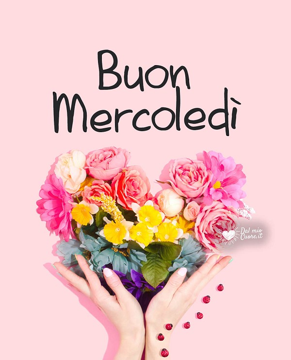 Buon mercoledi con cuore di fiori