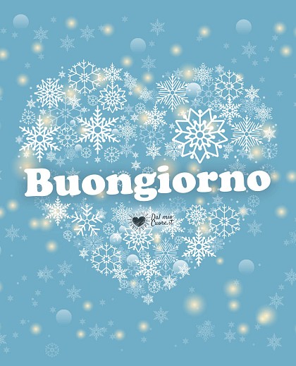 Buongiorno invernale con cuore di neve
