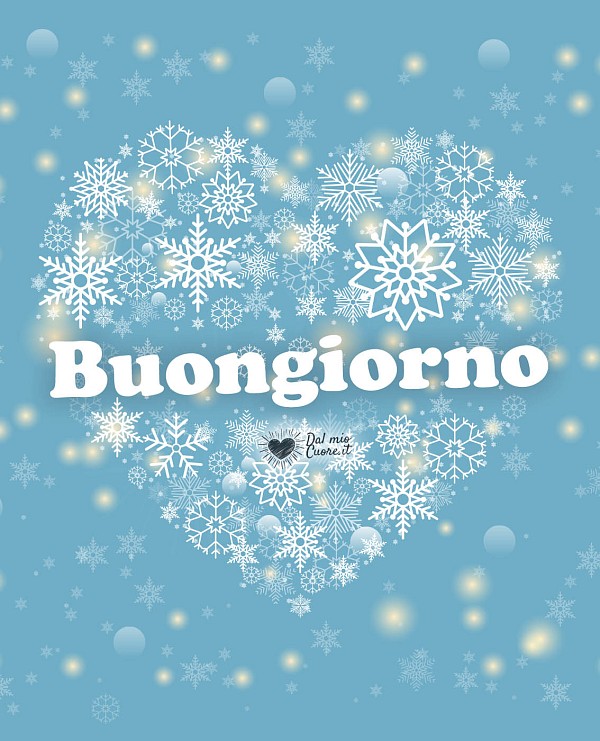 Buongiorno invernale con cuore di neve