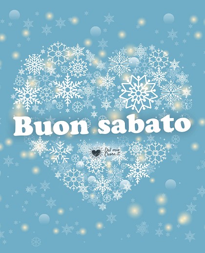 Buon sabato invernale con cuore di neve