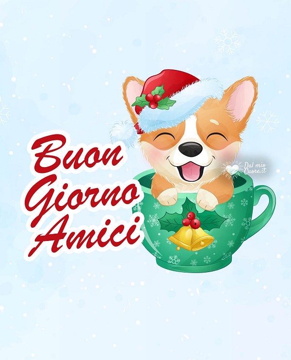 Buon giorno natalizio con cagnolino