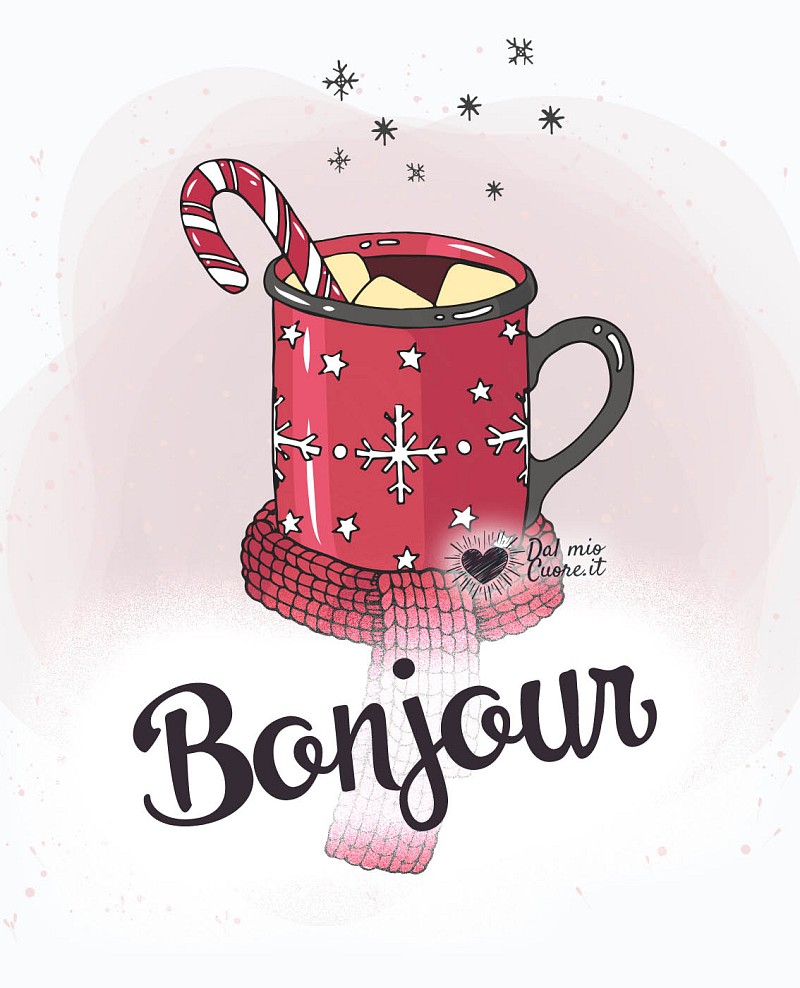 Bonjour avec une tasse de chocolat
