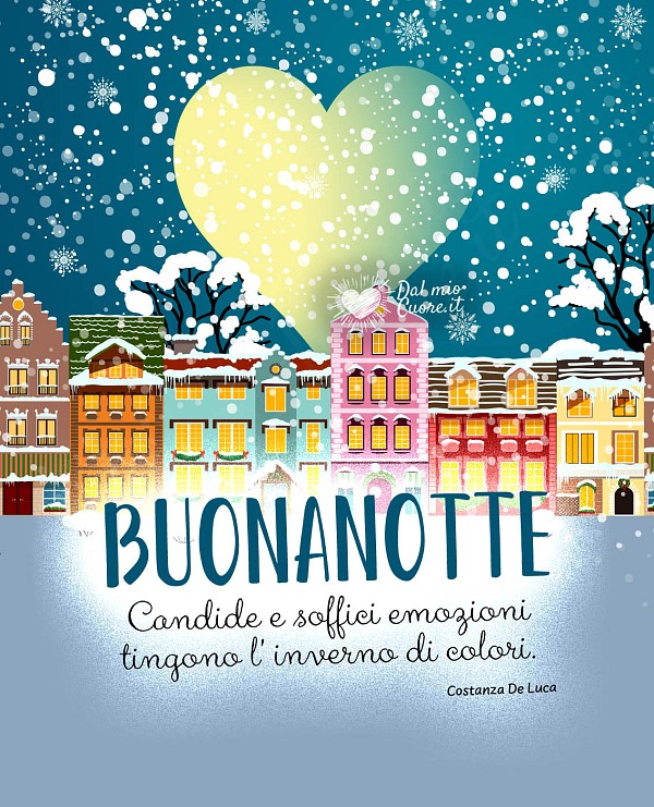 Candide e soffici emozioni tingono l'inverno di colori. Buonanotte