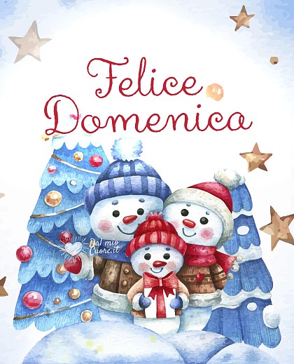 Felice Domenica con pupazzi di neve