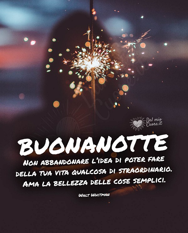 Ama la bellezza delle cose semplici. Buonanotte