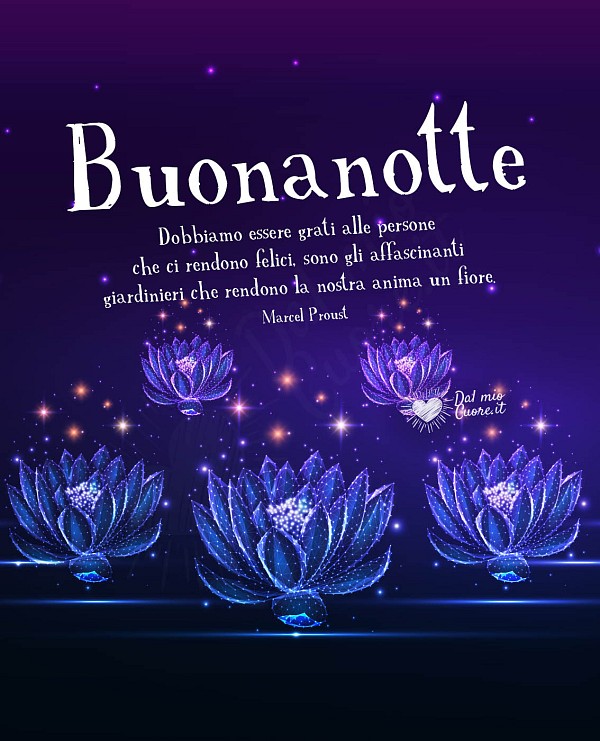 Le persone che ci rendono felici sono giardinieri che rendono la nostra anima un fiore. Buonanotte