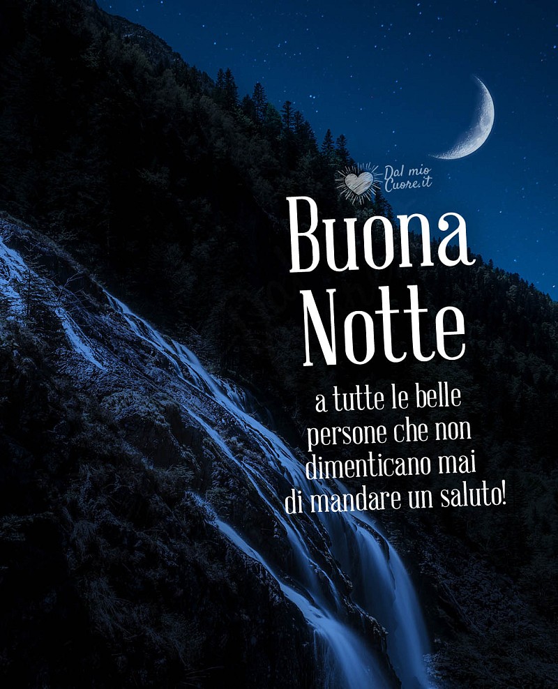 Buona notte a tutte le belle persone che non dimenticano mai di mandare un saluto!