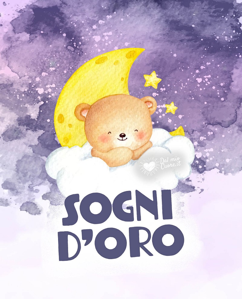 Sogni d'oro con orsetto tra le nuvole