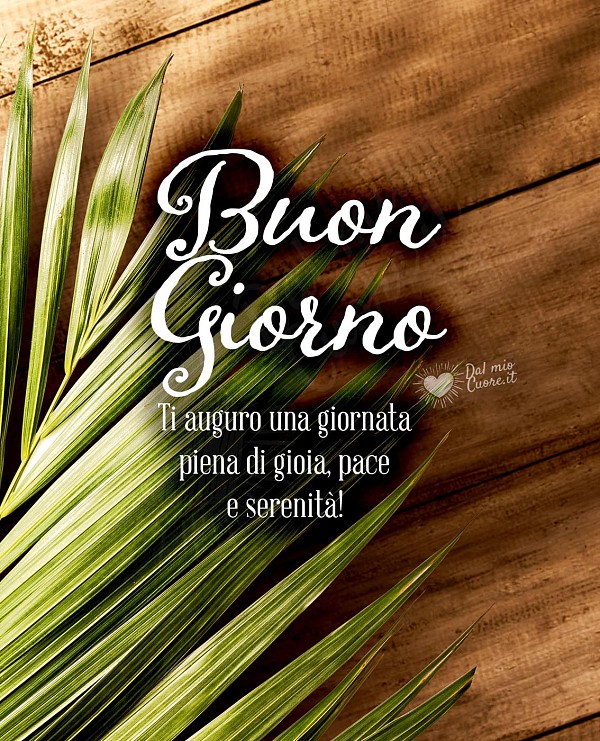 Buon giorno. Ti auguro una giornata piena di gioia, pace e serenità!